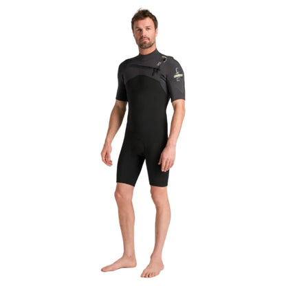 C-Skins NuWave Session Lite 2mm Mens Flatlock Chest Zip Shorty 2026 - Black / Meteor