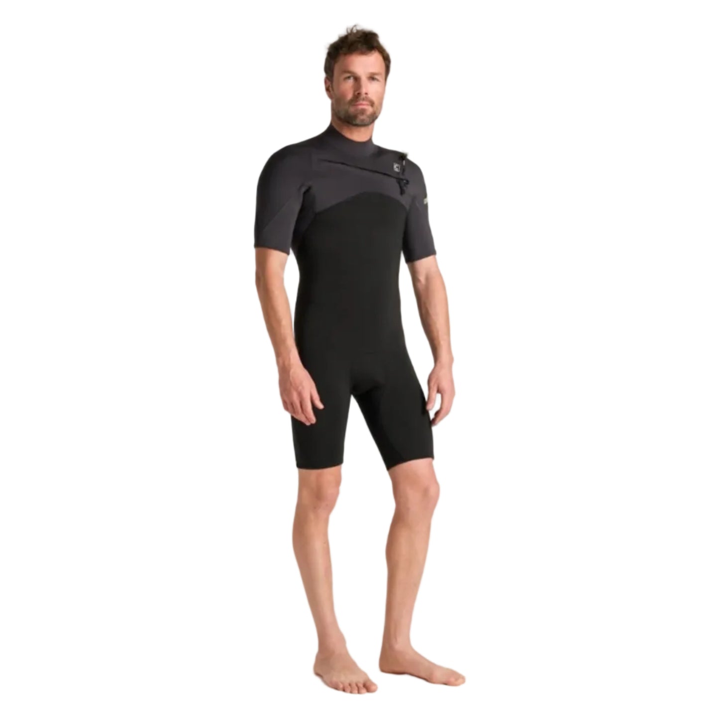 C-Skins NuWave Session Lite 2mm Mens Flatlock Chest Zip Shorty 2026 - Black / Meteor