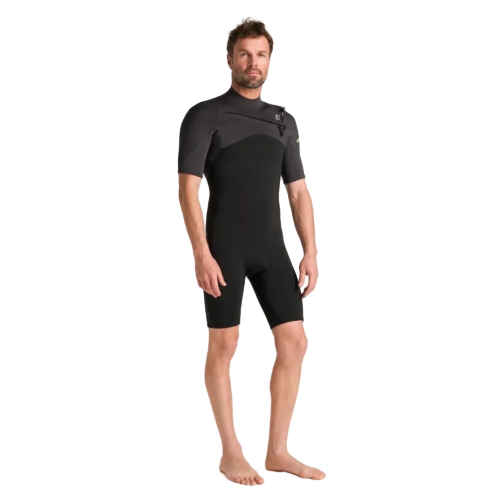 C-Skins NuWave Session Lite 2mm Mens Flatlock Chest Zip Shorty 2026 - Black / Meteor