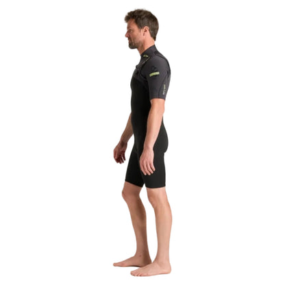 C-Skins NuWave Session Lite 2mm Mens Flatlock Chest Zip Shorty 2026 - Black / Meteor