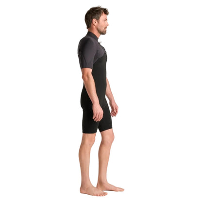 C-Skins NuWave Session Lite 2mm Mens Flatlock Chest Zip Shorty 2026 - Black / Meteor