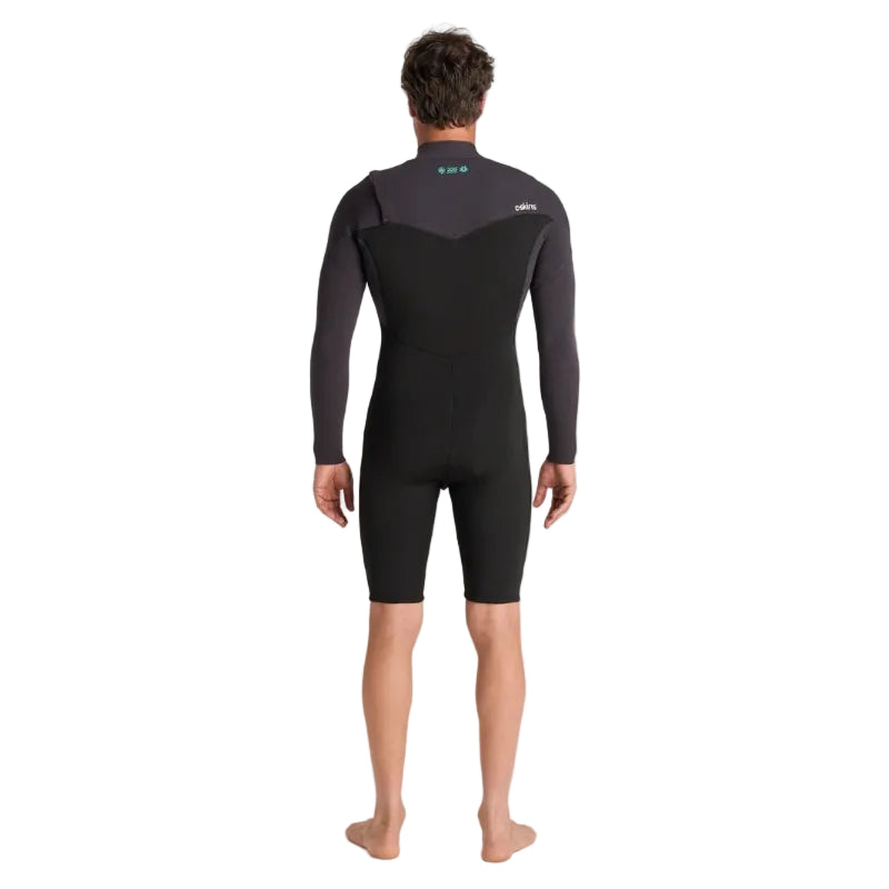 C-Skins NuWave Session 3/2mm Mens GBS Chest Zip Long Arm Shorty 2026 - Black/Meteor X/Petrol