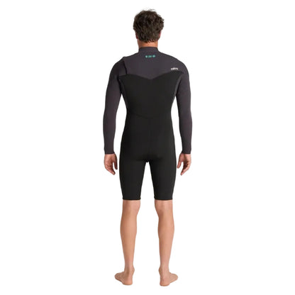 C-Skins NuWave Session 3/2mm Mens GBS Chest Zip Long Arm Shorty 2026 - Black/Meteor X/Petrol