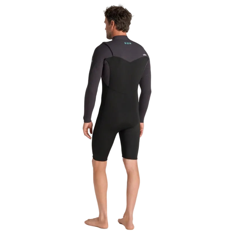 C-Skins NuWave Session 3/2mm Mens GBS Chest Zip Long Arm Shorty 2026 - Black/Meteor X/Petrol