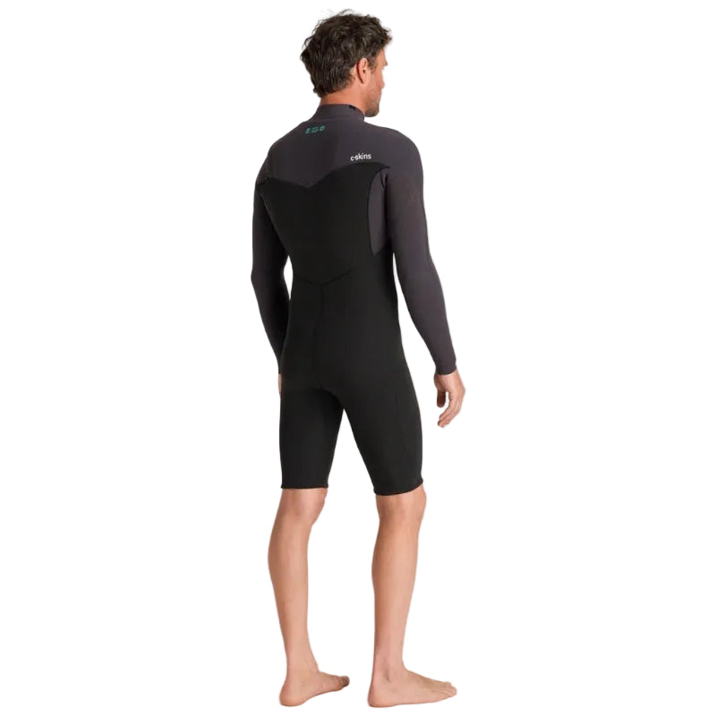 C-Skins NuWave Session 3/2mm Mens GBS Chest Zip Long Arm Shorty 2026 - Black/Meteor X/Petrol