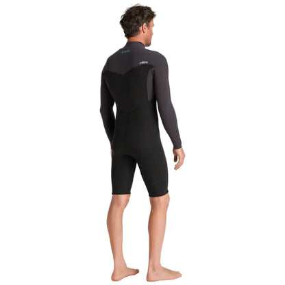 C-Skins NuWave Session 3/2mm Mens GBS Chest Zip Long Arm Shorty 2026 - Black/Meteor X/Petrol