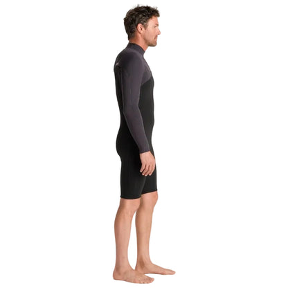C-Skins NuWave Session 3/2mm Mens GBS Chest Zip Long Arm Shorty 2026 - Black/Meteor X/Petrol