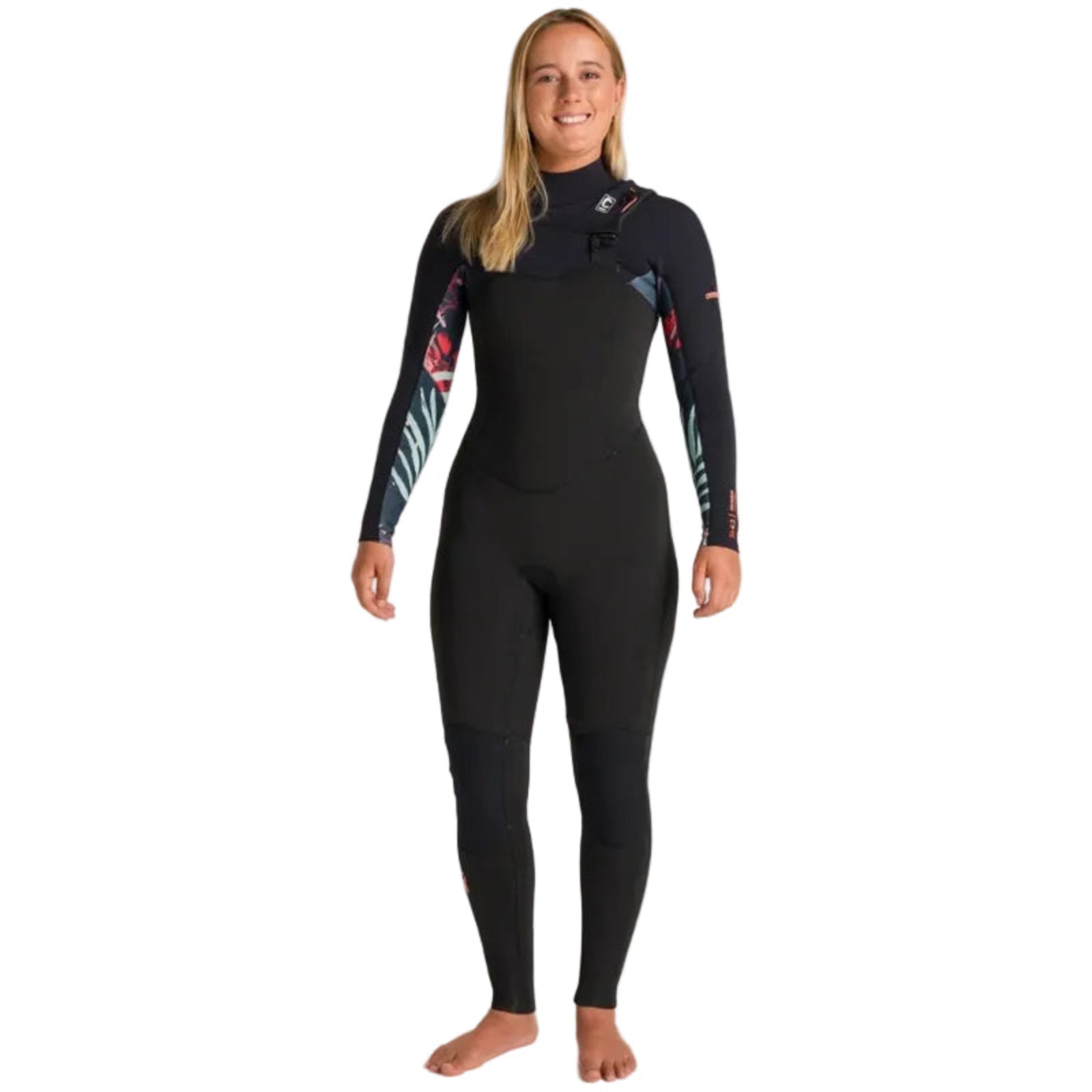 C-Skins NuWave Solace 4/3mm Womens GBS Chest Zip Wetsuit in Raven Black / Black X