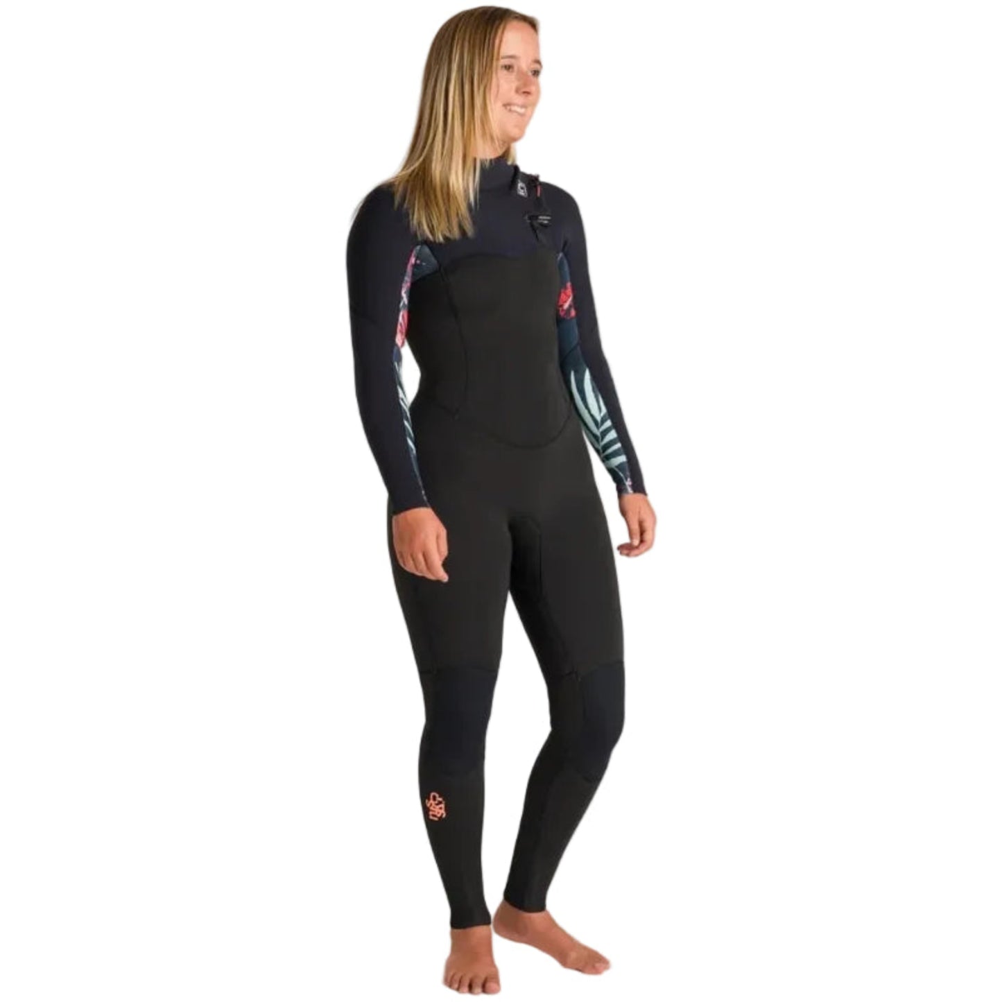 C-Skins NuWave Solace 4/3mm Womens GBS Chest Zip Wetsuit in Raven Black / Black X