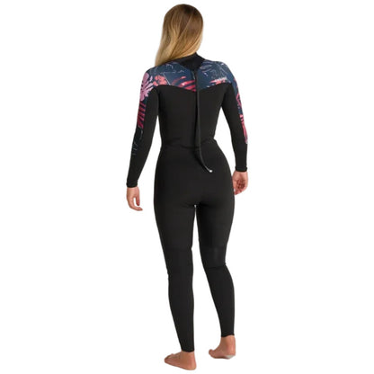 C-Skins NuWave Solace Lite 3/2mm Womens Flatlock Back Zip Wetsuit in Black/Tropical