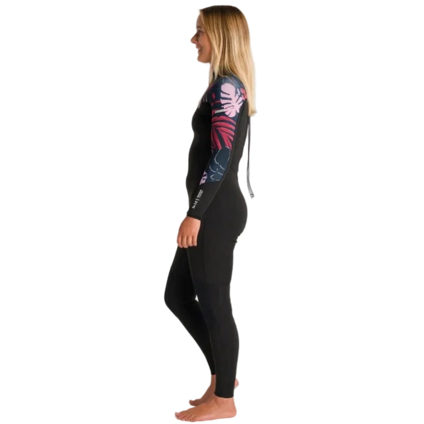 C-Skins NuWave Solace Lite 3/2mm Womens Flatlock Back Zip Wetsuit in Black/Tropical