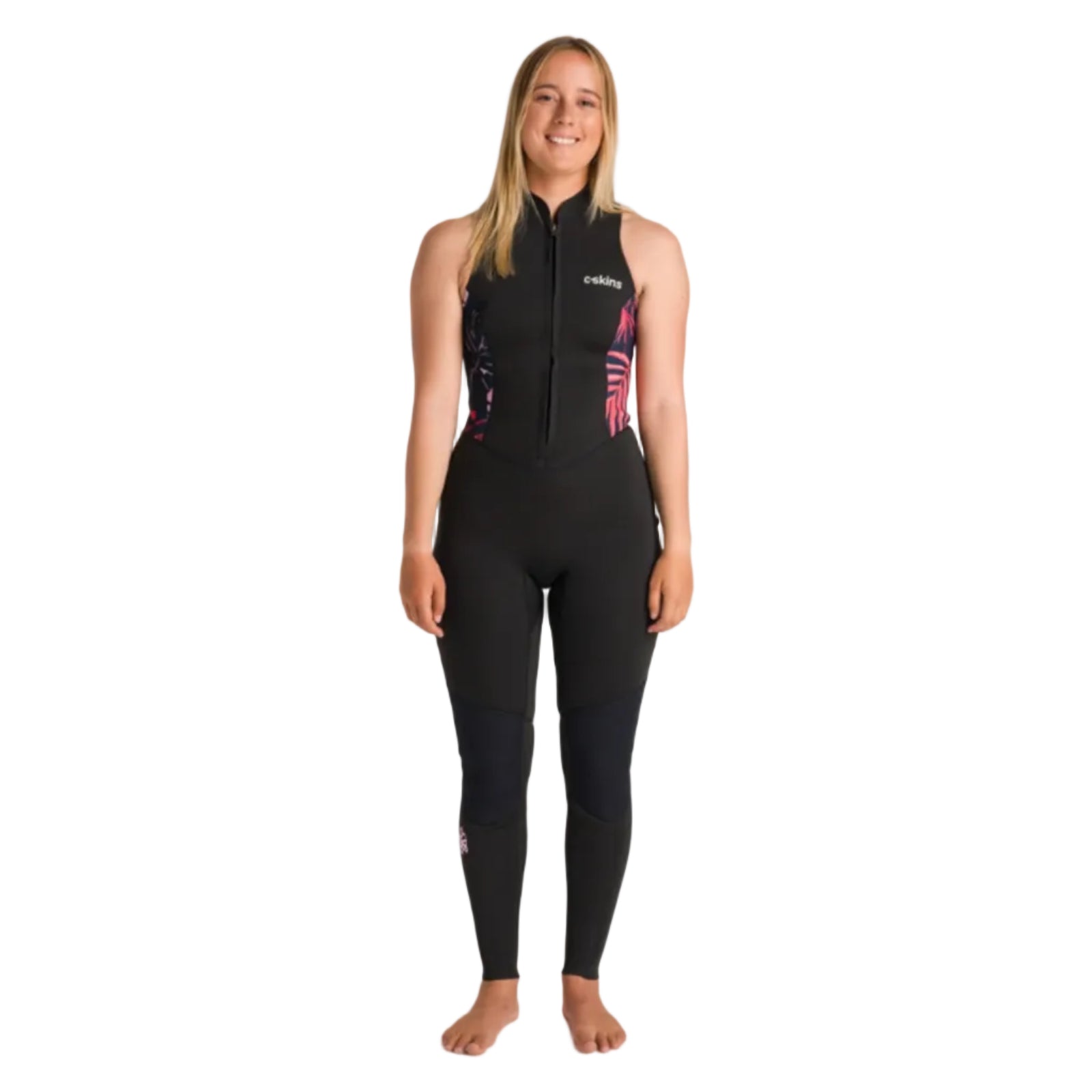 C-Skins NuWave Solace Lite 2mm Womens FL Front Zip Long Jane Wetsuit - Black / Tropical