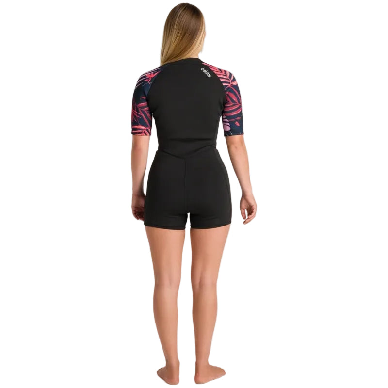 C-Skins NuWave Solace Lite 2mm Womens Flatlock Front Zip Shorty 2026 - Black/Tropical