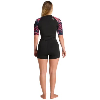C-Skins NuWave Solace Lite 2mm Womens Flatlock Front Zip Shorty 2026 - Black/Tropical