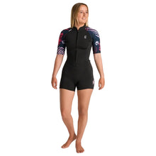 C-Skins NuWave Solace Lite 2mm Womens Flatlock Front Zip Shorty 2026 - Black/Tropical