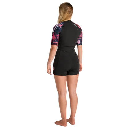 C-Skins NuWave Solace Lite 2mm Womens Flatlock Front Zip Shorty 2026 - Black/Tropical