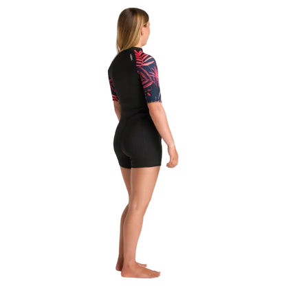 C-Skins NuWave Solace Lite 2mm Womens Flatlock Front Zip Shorty 2026 - Black/Tropical
