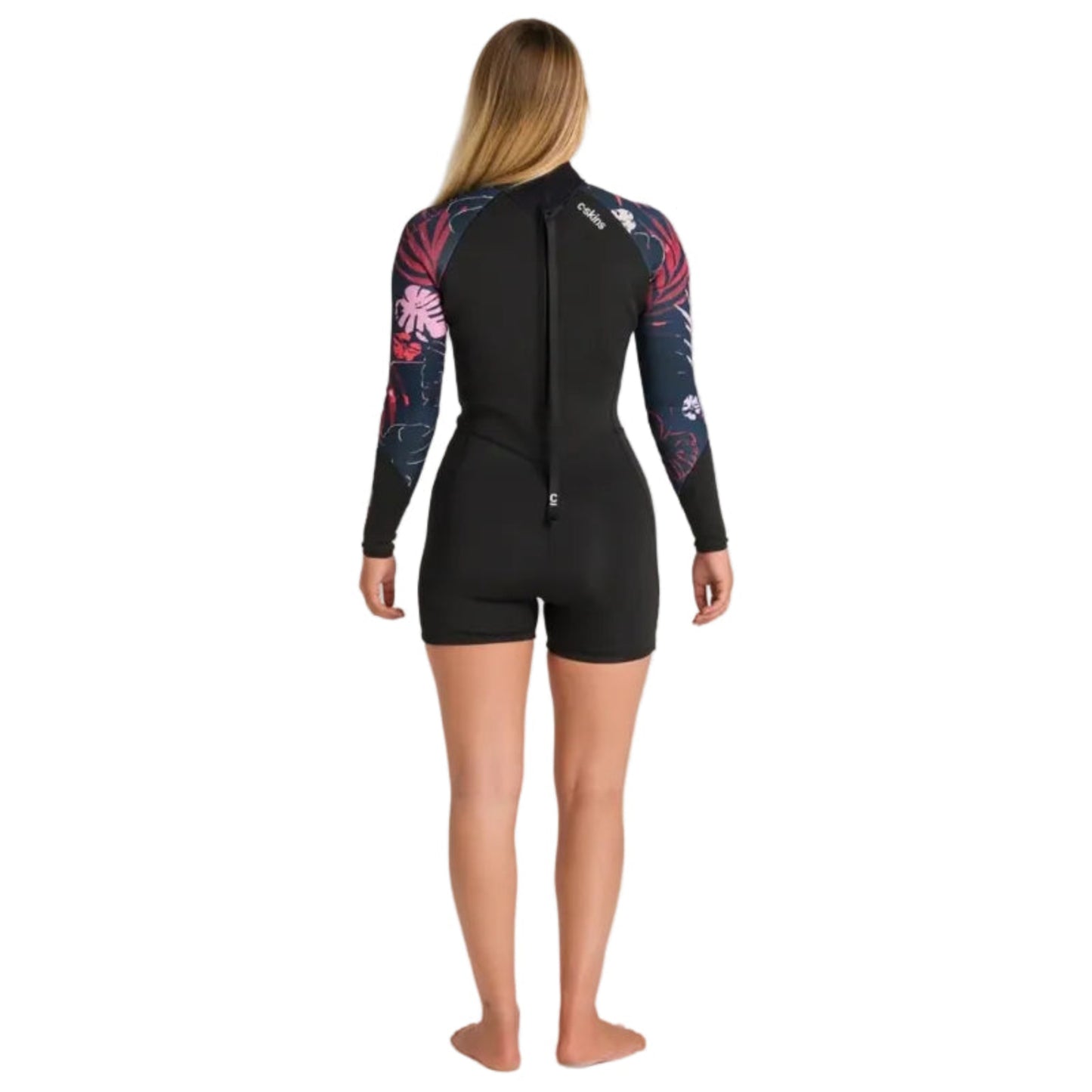 C-Skins NuWave Solace Lite 2mm Womens FL Back Zip Shorty 2026 - Black / Tropical
