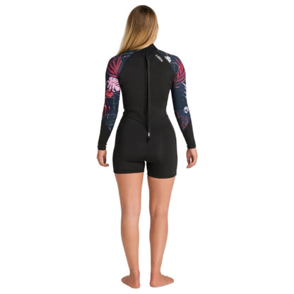 C-Skins NuWave Solace Lite 2mm Womens FL Back Zip Shorty 2026 - Black / Tropical