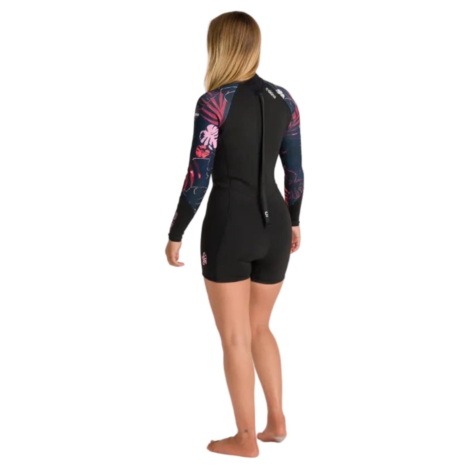 C-Skins NuWave Solace Lite 2mm Womens FL Back Zip Shorty 2026 - Black / Tropical