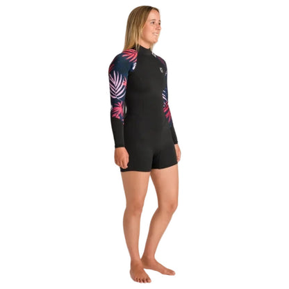 C-Skins NuWave Solace Lite 2mm Womens FL Back Zip Shorty 2026 - Black / Tropical