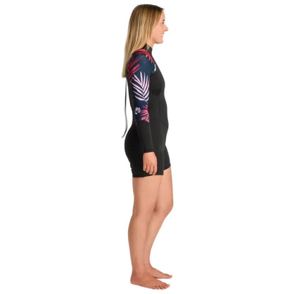 C-Skins NuWave Solace Lite 2mm Womens FL Back Zip Shorty 2026 - Black / Tropical
