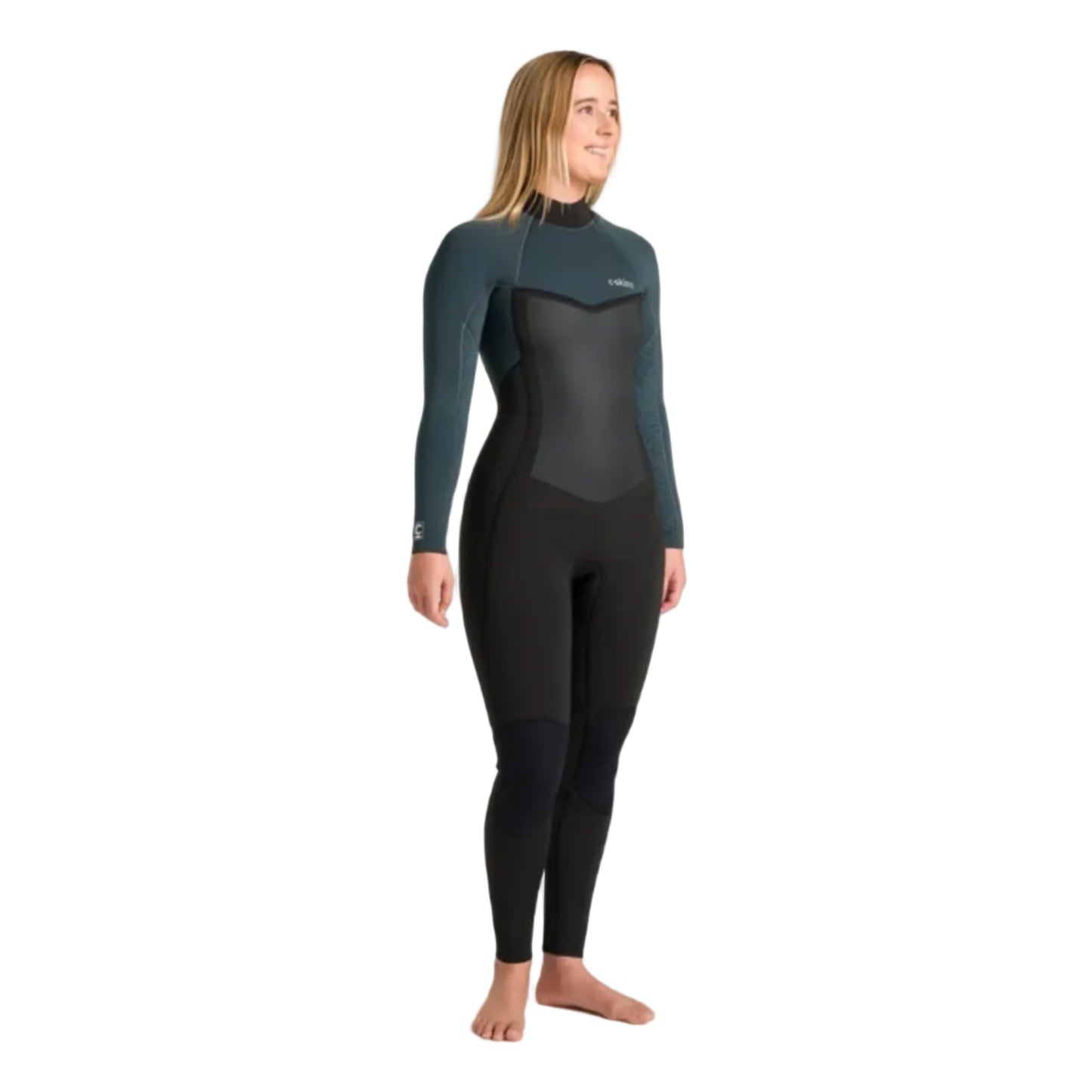 C-Skins NuWave Surflite 4/3mm Women's Back Zip GBS Wetsuit 2026 - Black / Dark Forest / Retro Blue
