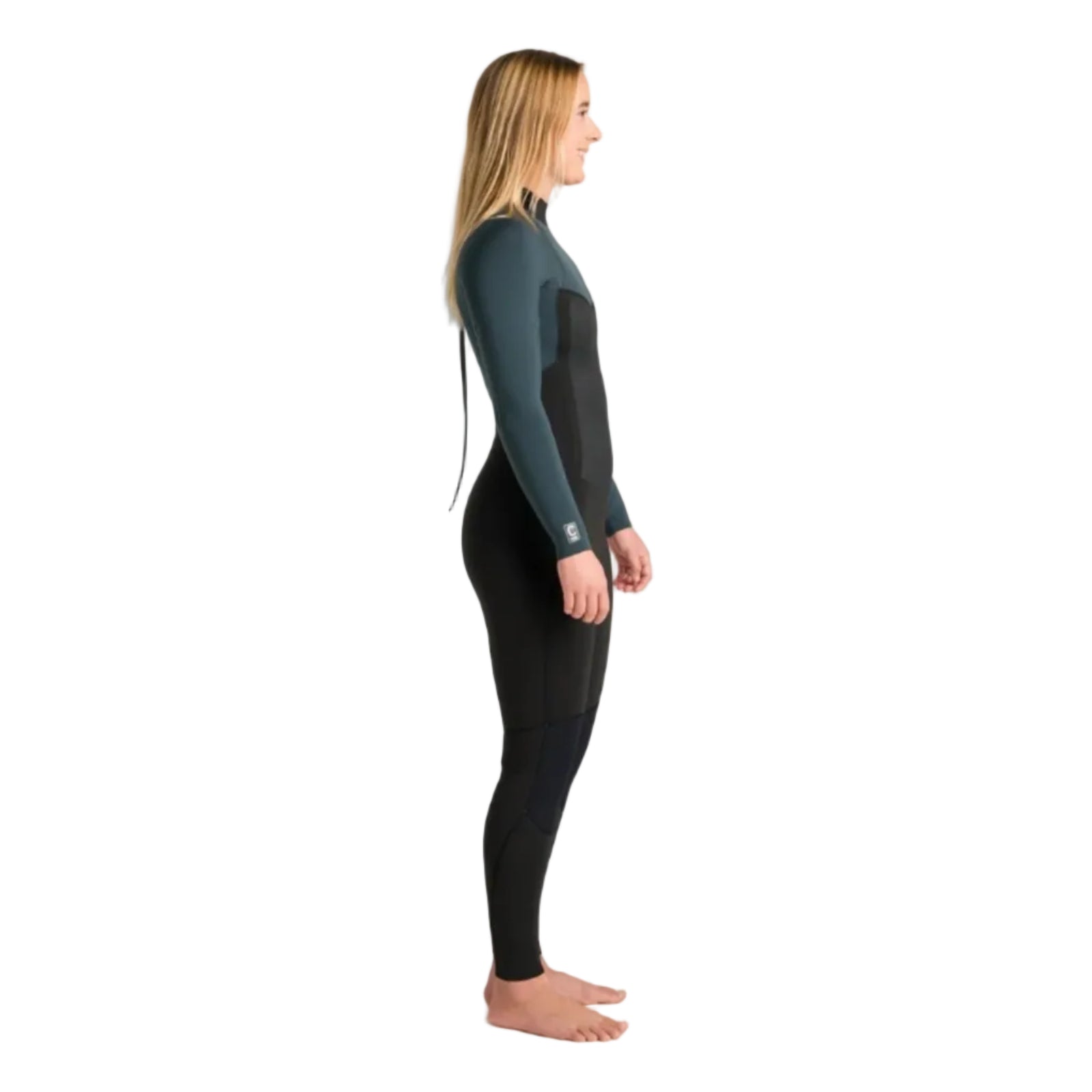C-Skins NuWave Surflite 4/3mm Women's Back Zip GBS Wetsuit 2026 - Black / Dark Forest / Retro Blue