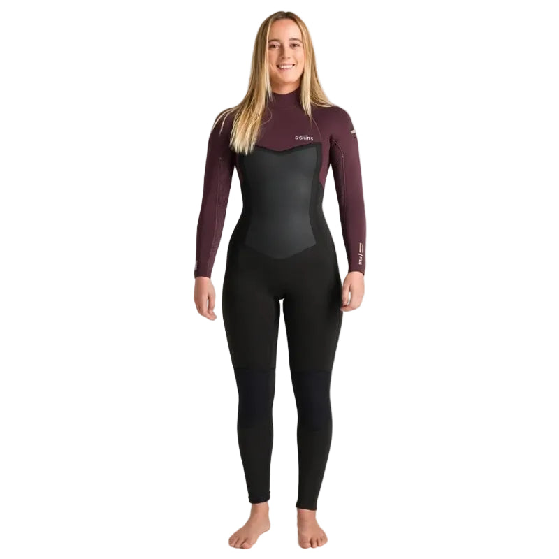 C-Skins NuWave Surflite 5/4/3mm Womens GBS Back Zip Winter Wetsuit in Black / Rust / Yellow
