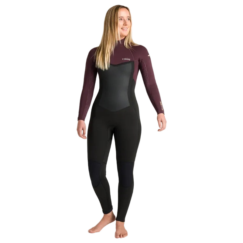 C-Skins NuWave Surflite 5/4/3mm Womens GBS Back Zip Wetsuit 2026 - Black / Rust / Yellow