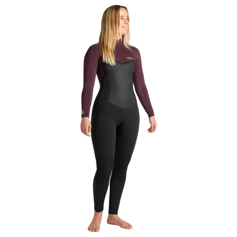 C-Skins NuWave Surflite 5/4/3mm Womens GBS Back Zip Wetsuit 2026 - Black / Rust / Yellow