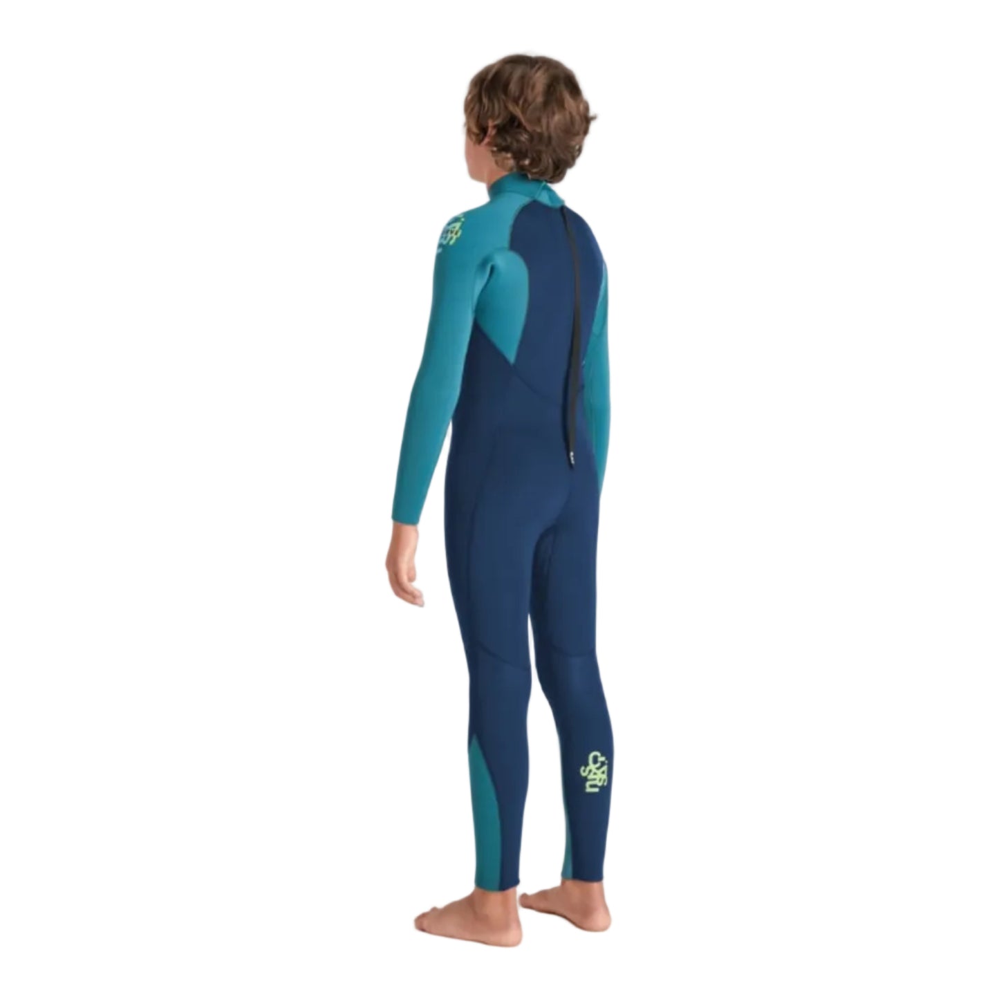 C-Skins NuWave Legend 4/3mm Junior GBS Back Zip Wetsuit 2026 - Bluestone / Emerald / Lime