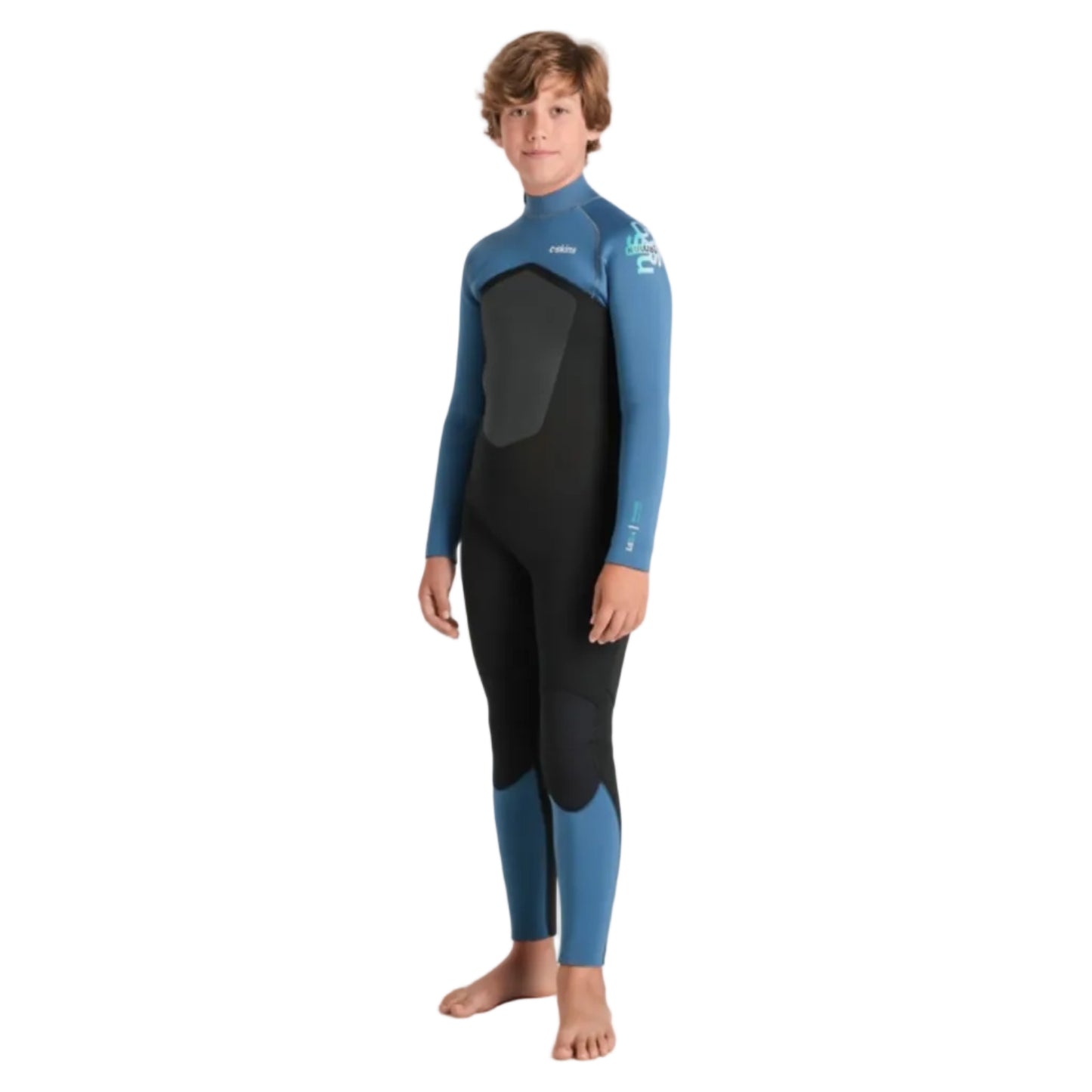 C-Skins NuWave Legend 5/4mm Junior GBS Back Zip Wetsuit 2026 - Black / Steel Blue / Aqua