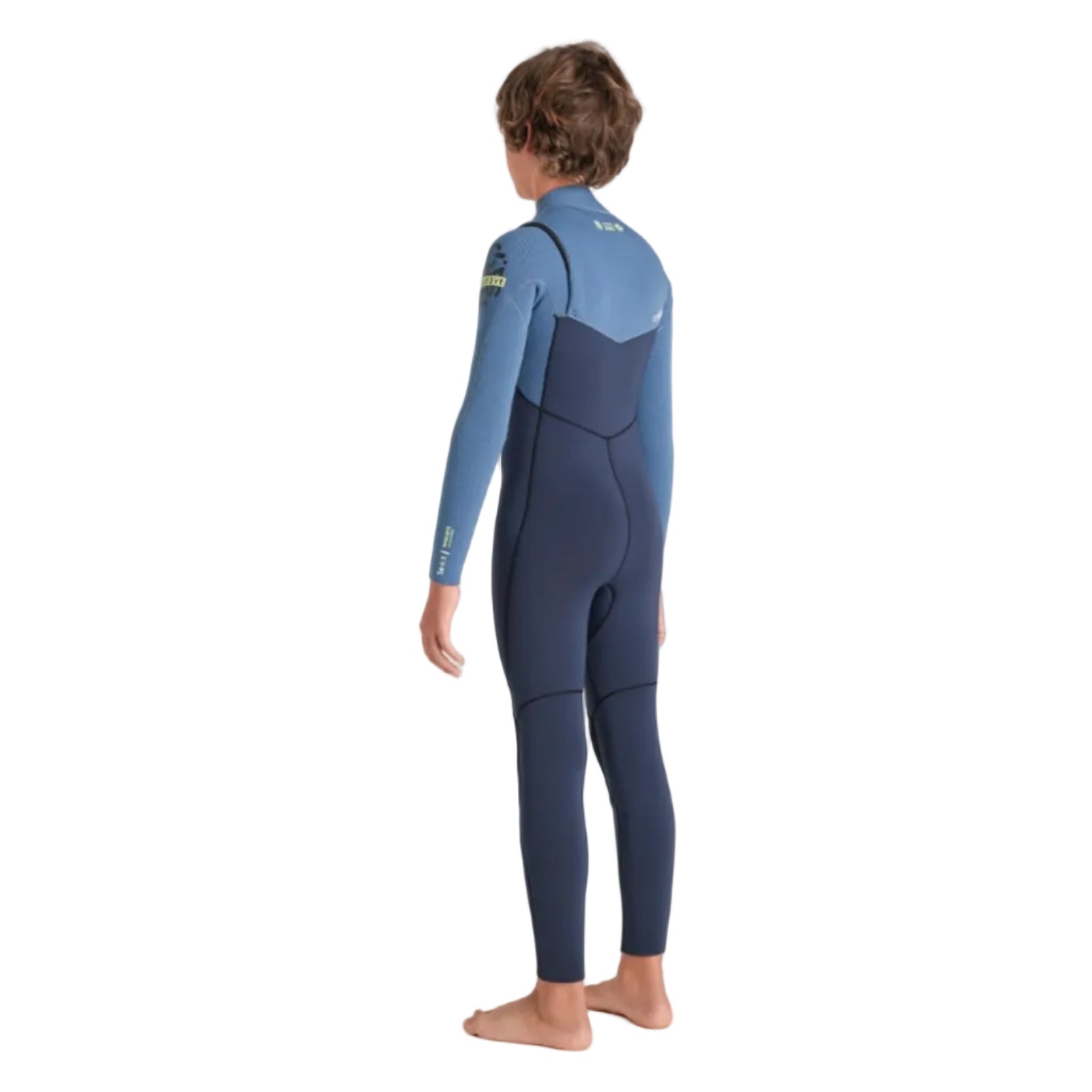 C-Skins NuWave Session 4/3mm Junior GBS Chest Zip Wetsuit 2026 - Bluestone/Steel Blue X/Lime