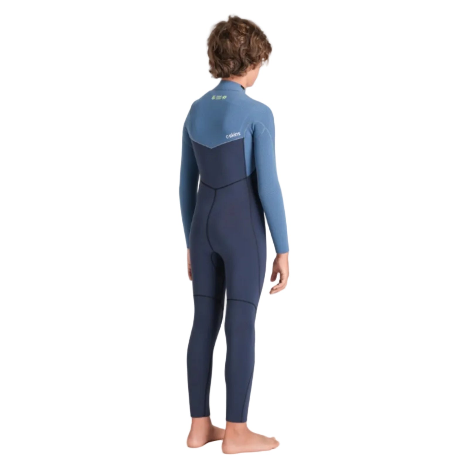 C-Skins NuWave Session 4/3mm Junior GBS Chest Zip Wetsuit 2026 - Bluestone/Steel Blue X/Lime