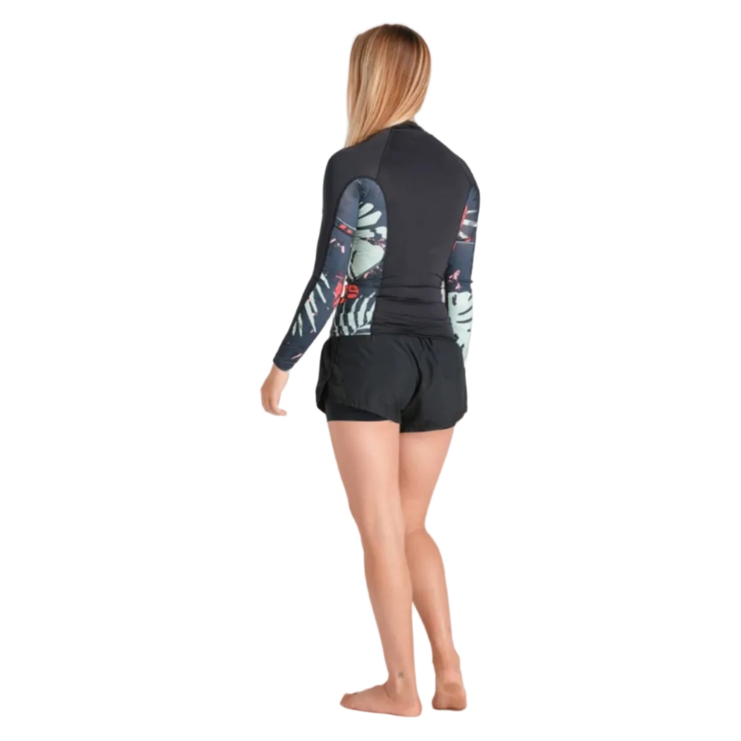 C-Skins NuWave UV Premium Womens Long Sleeve Rash Vest - Raven Black / Tropical