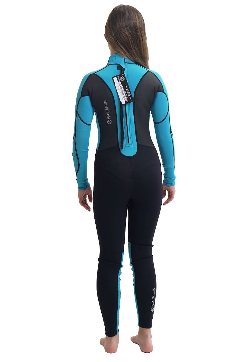 OA Classic 3/2mm Girls Back Zip Wetsuit - Black/Aqua