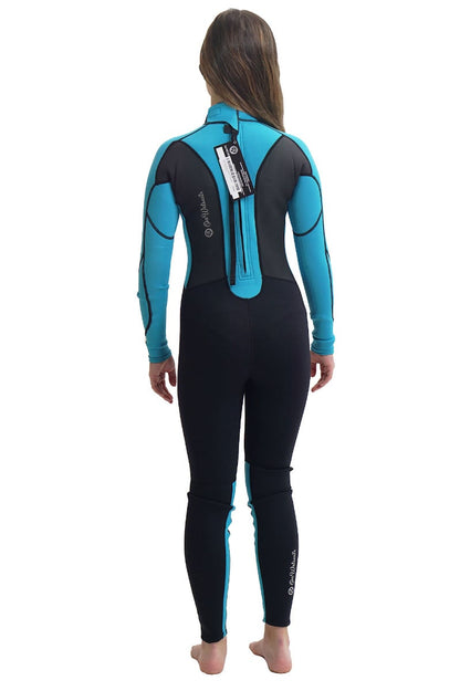 OA Classic 3/2mm Girls Back Zip Wetsuit - Black/Aqua