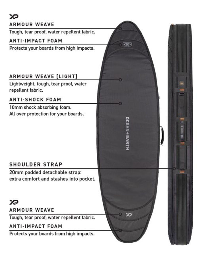 Ocean & Earth Hypa 10mm Double Fish Surfboard Bag - Black