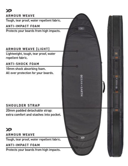 Ocean & Earth Hypa 10mm Triple Fish Surfboard Bag - Black