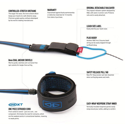 Ocean & Earth 9ft One-XT Longboard Knee Comp Surf Leash features