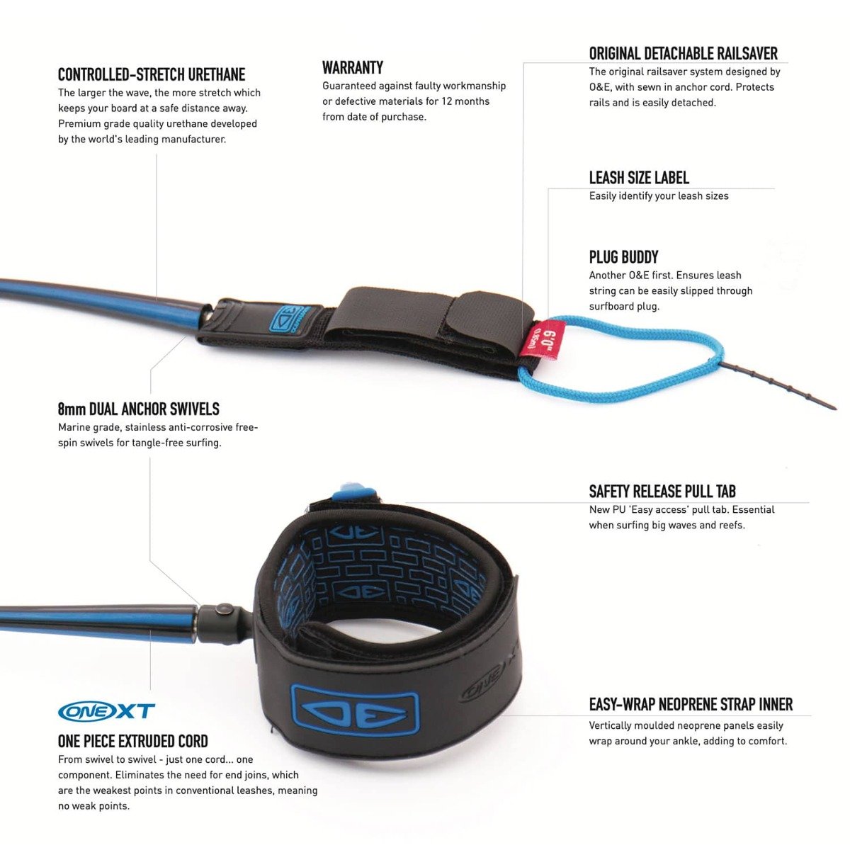 Ocean & Earth 7ft One-XT Premium Surf Leash