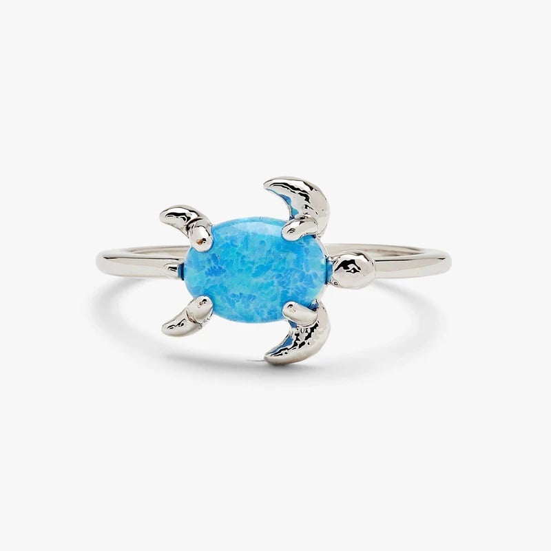 Pura Vida Opal Sea Turtle Silver Ring