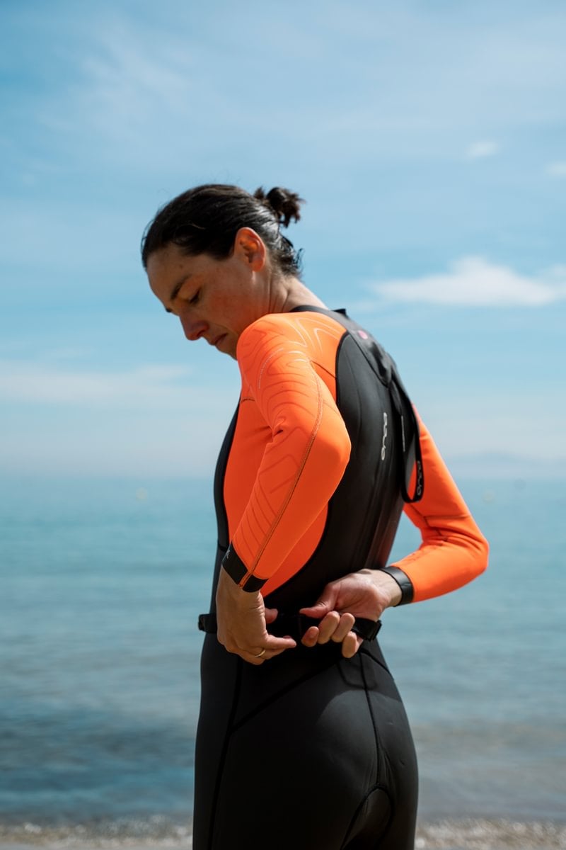 Orca Vitalis Hi-Vis Women's Openwater Wetsuit 2026 - Black/Orange
