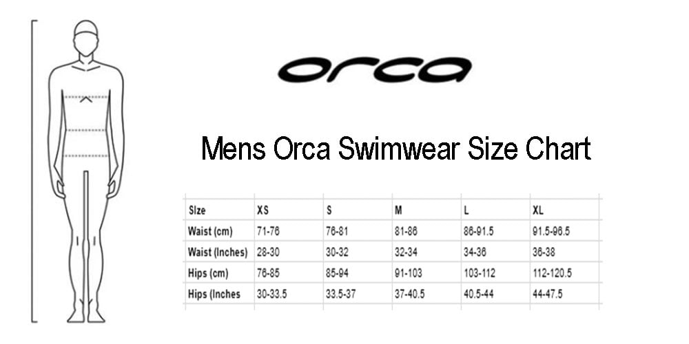 Orca Men's Swimming Jammers size chart