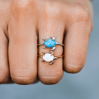 Pura Vida Opal Sea Turtle Ring - Silver - test product