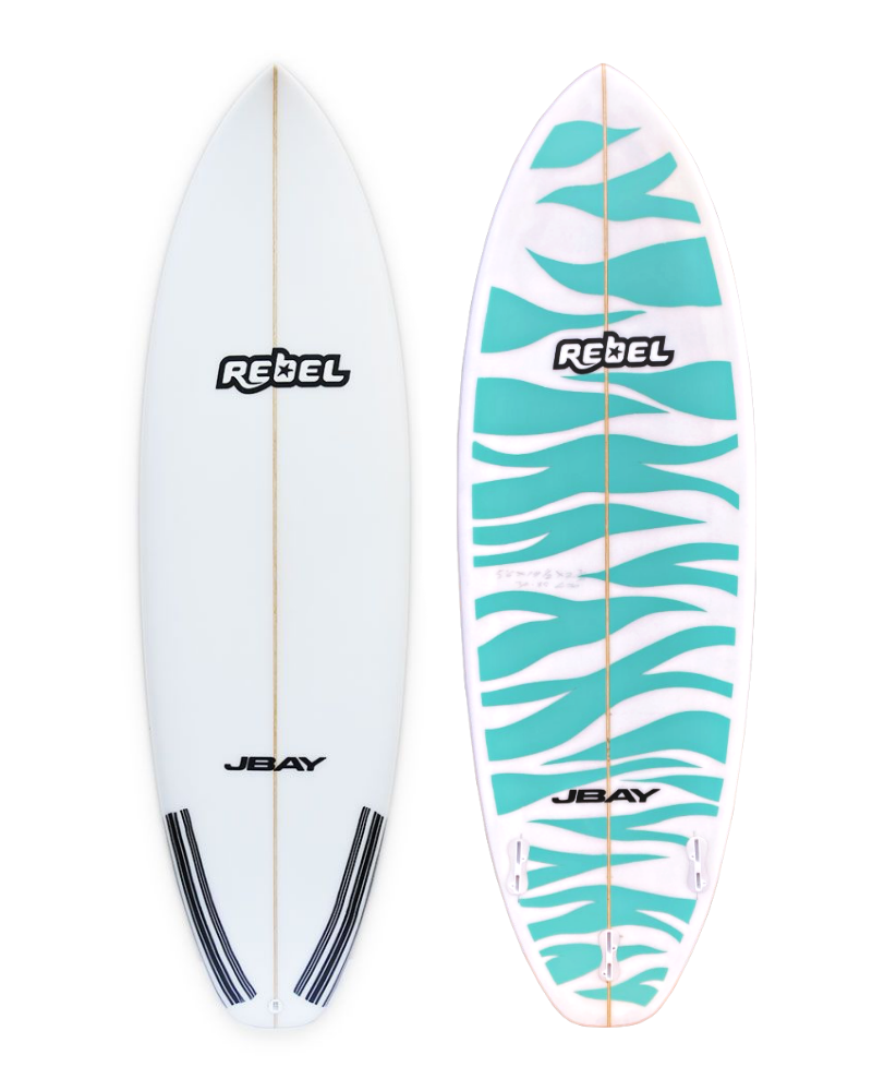 Rebel Badger 5'6" Surfboard - White/Seagreen
