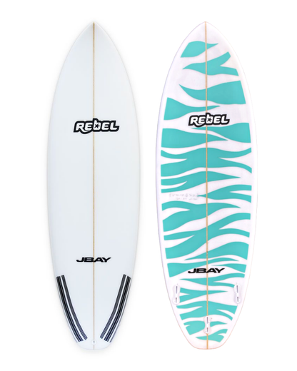 Rebel Badger 5'6" Surfboard - White/Seagreen
