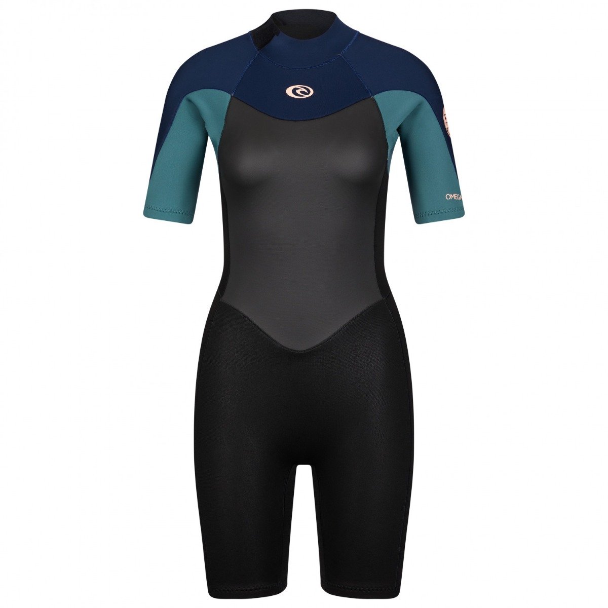 Rip Curl Womens Omega 1.5mm Short Sleeve Spring Wetsuit 2021 - Green  - Close Up
