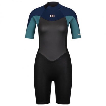 Rip Curl Womens Omega 1.5mm Short Sleeve Spring Wetsuit 2021 - Green  - Close Up